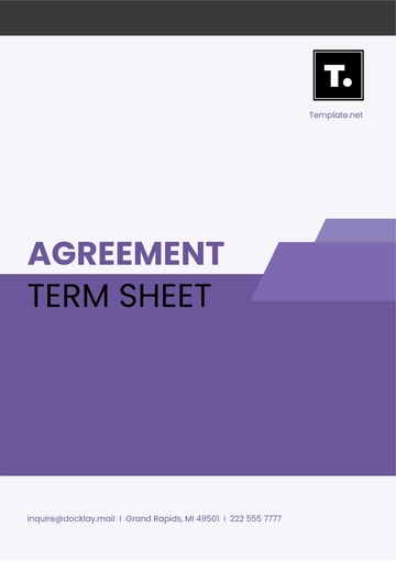 Free Agreement Term Sheet Template to Edit Online