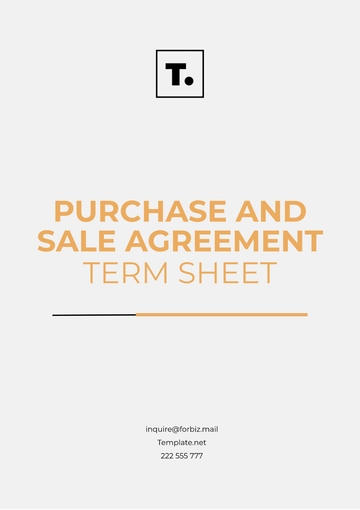 Free Purchase and Sale Agreement Term Sheet Template to Edit Online