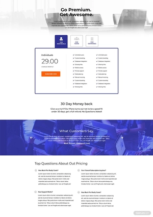 Marketing SaaS Pricing Page Template