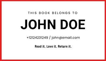 Free English Book Label Template to Edit Online