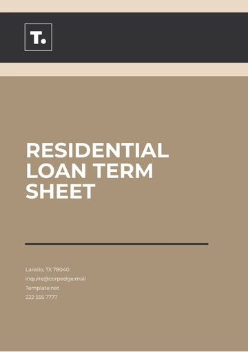 Free Residential Loan Term Sheet Template to Edit Online