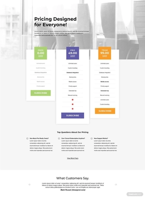 SaaS Pricing Plan Page Template