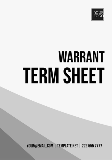 Free Warrant Term Sheet Template to Edit Online