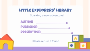 Free Nursery School Book Label Template to Edit Online