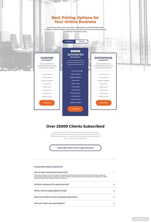 SaaS Startup Pricing Page Template