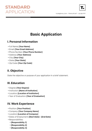 Free Basic Application Template to Edit Online