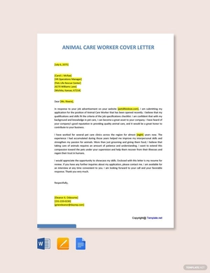 Animal Care Worker Cover Letter