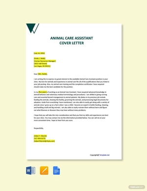 Animal Care Assistant Cover Letter