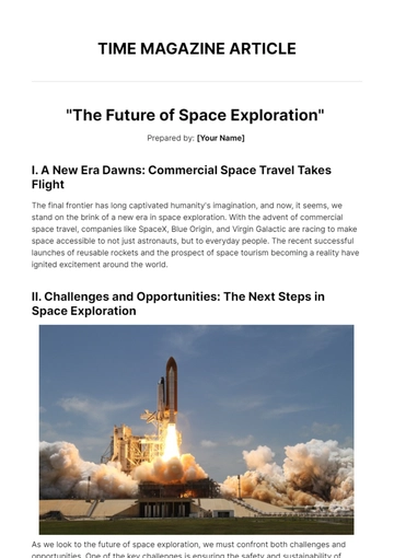 Free Time Magazine article template to Edit Online
