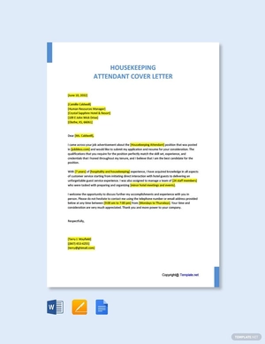 Housekeeping Attendant Cover Letter