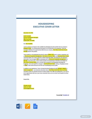 Housekeeping Executive Cover Letter