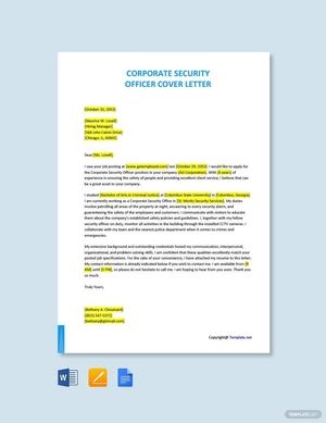 Corporate Security Officer Cover Letter
