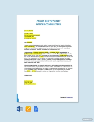 Cruise Ship Security Officer Cover Letter