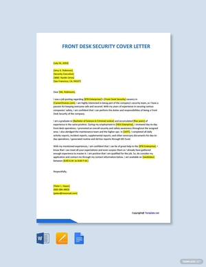 Front Desk Security Cover Letter