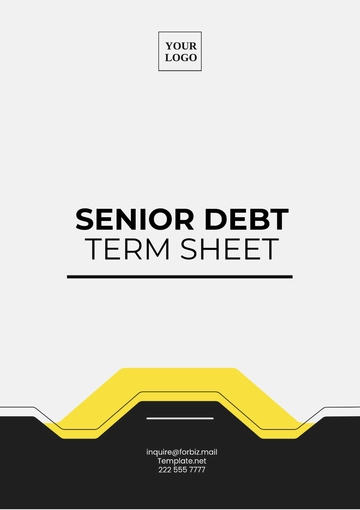 Free Senior Debt Term Sheet Template to Edit Online
