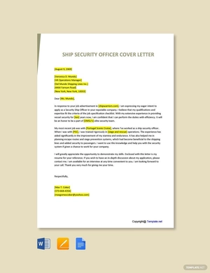 Ship Security Officer Cover Letter