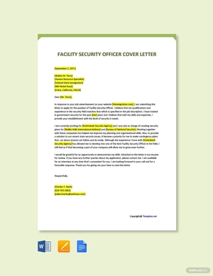 Facility Security Officer Cover Letter