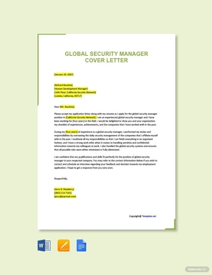 Global Security Manager Cover Letter