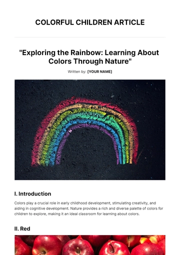 Free Colorful Children Article Template to Edit Online