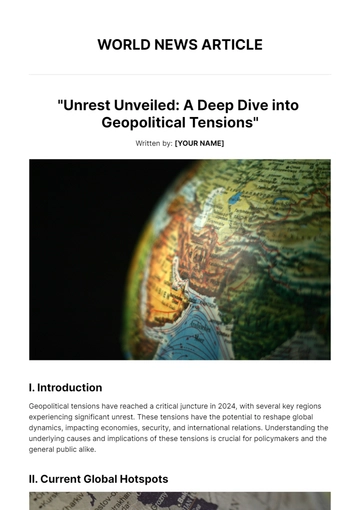 Free World News Article Template to Edit Online