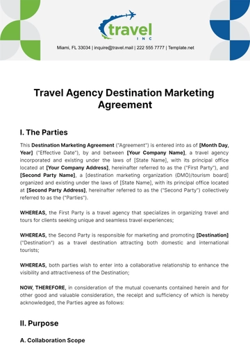 Free Travel Agency Destination Marketing Agreement Template to Edit Online