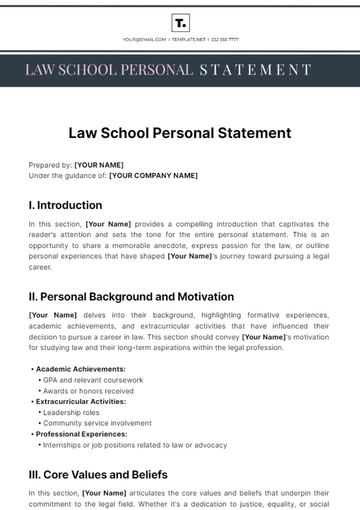 Free Law School Personal Statement Template to Edit Online