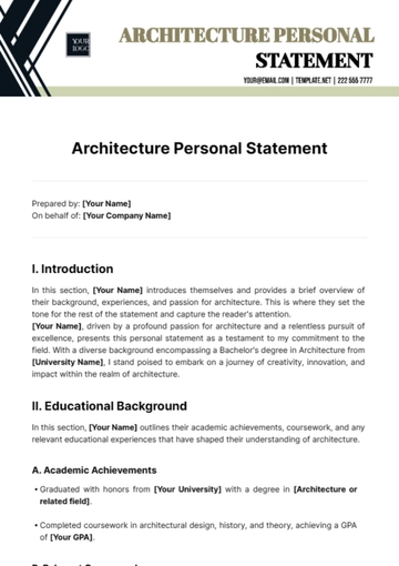 Free Architecture Personal Statement Template to Edit Online