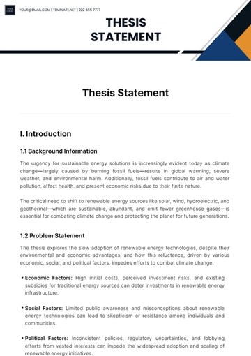 Free Thesis Statement Template to Edit Online