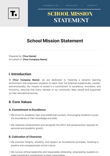 Free School Mission Statement Template to Edit Online