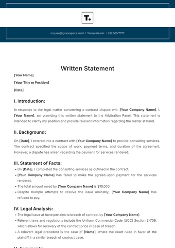 Free Written Statement Template to Edit Online