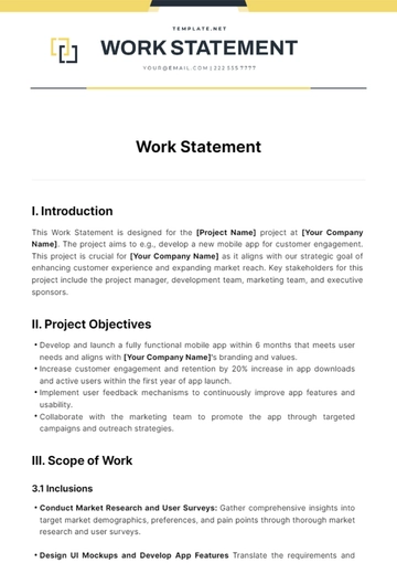 Free Work Statement Template to Edit Online