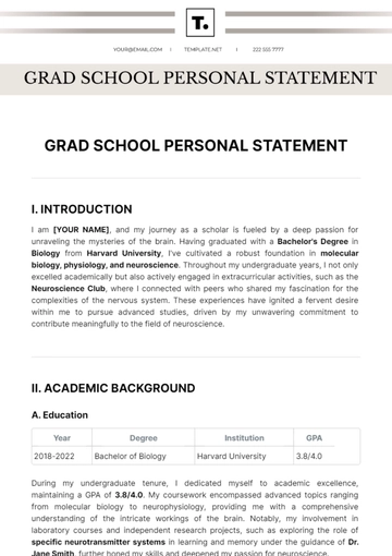 Free Grad School Personal Statement Template to Edit Online