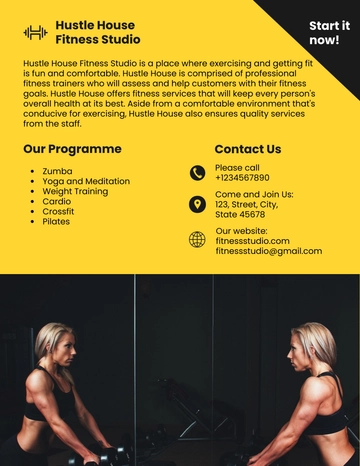 Free Fitness Studio Leaflet  to Edit Online