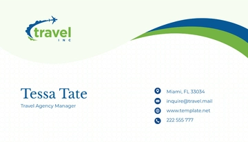 Free Travel Agency Manager Business Card Template to Edit Online