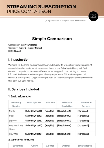 Free Simple Price Comparison Template to Edit Online