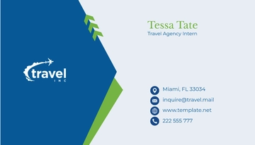 Free Travel Agency Intern Business Card Template to Edit Online