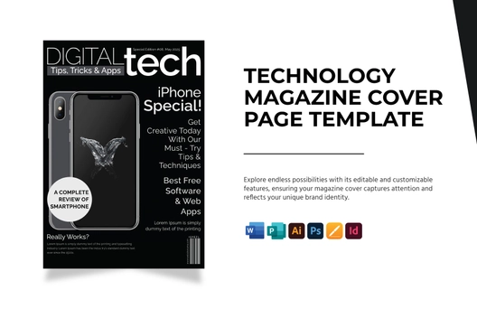 Technology Magazine Cover Page Template