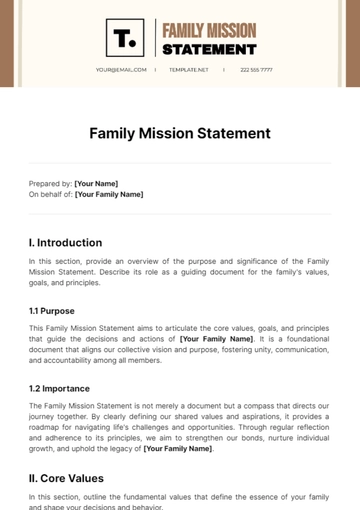 Free Family Mission Statement Template to Edit Online