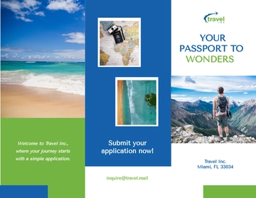 Free  Travel Agency Application Brochure Template to Edit Online