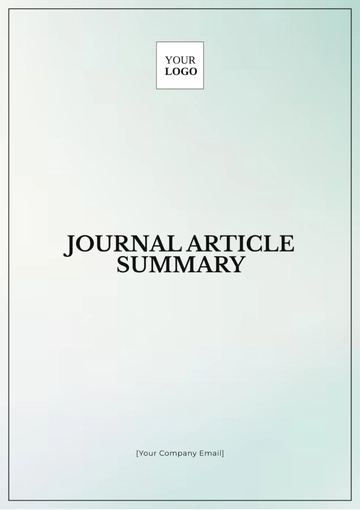 Free Journal Article Summary Template to Edit Online