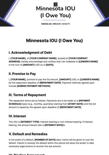 Free Minnesota IOU Template to Edit Online