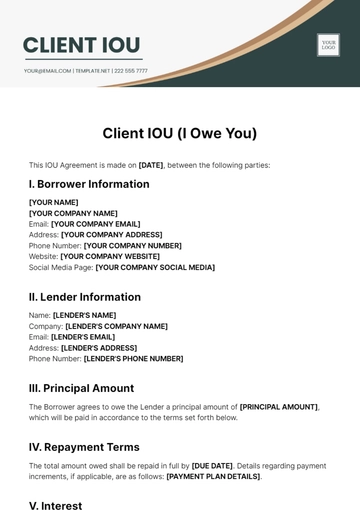 Free Client IOU Template to Edit Online