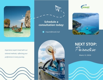 Free Travel Agency Consultant Brochure Template to Edit Online