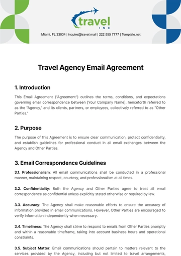 Free Travel Agency Email Agreement Template to Edit Online