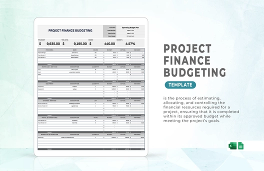 Project Finance Budgeting Template