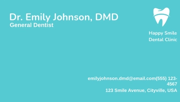 Free Dentist Business Card Template to Edit Online