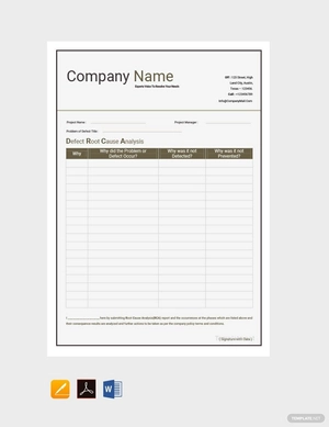 Defect Root Cause Analysis Template