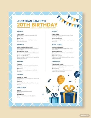 Birthday Flyer Menu Template