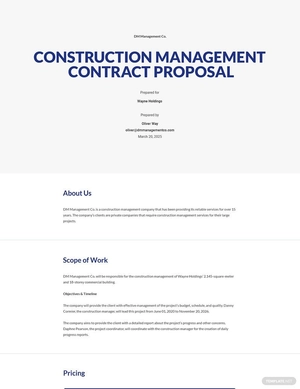 Management Contract Proposal Template