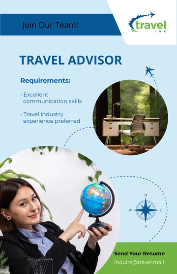 Free Travel Agency Job Poster Template to Edit Online